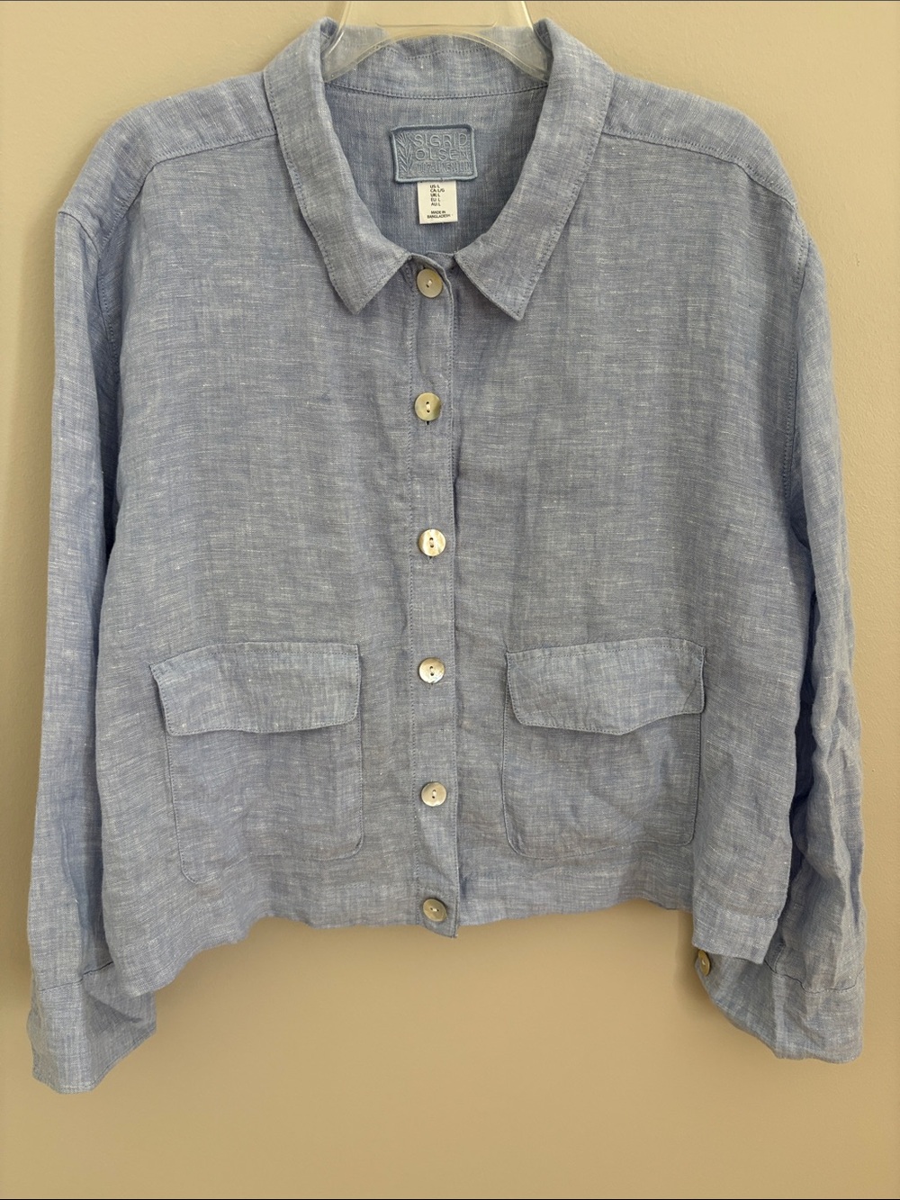 Sigrid Olsen Light Blue Linen Utility Jacket